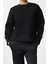 Kadın Regular Bisiklet Yaka Düşük Kol Regular Kalın Içi Polarlı Normal Kalıp Basic Örme Sweatshirt 1