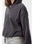 Kadın Moda Şık Regular Kapüşonlu Düşük Kol Regular Normal Kalıp Polar Fermuarlı Yaka Örme Sweatshirt 2