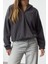 Kadın Moda Şık Regular Kapüşonlu Düşük Kol Regular Normal Kalıp Polar Fermuarlı Yaka Örme Sweatshirt 3