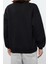 Kadın Bol Bisiklet Yaka Düşük Kol Uzun Geniş Kalıp Sırt Baskılı Kalın Içi Polarlı Örme Sweatshirt 5