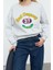 Kadın Regular Bisiklet Yaka Standart Kol Regular Ekru Slogan Baskılı Normal Kalıp Örme Sweatshirt 3