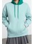 Kadın Moda Şık Bol Kapüşonlu Düşük Kol Uzun Sırt Baskılı ve Geniş Kalıp Örme Sweatshirt 3