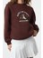 Kadın Relaxed Bisiklet Yaka Düşük Kol Kalın Içi Polarlı Western Baskılı Normal Kesim Örme Sweatshirt 3