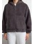 Kadın Moda Regular Kapüşonlu Düşük Kol Regular Peluş Normal Kalıp Fermuarlı Kalın Örme Sweatshirt 1