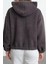 Kadın Moda Regular Kapüşonlu Düşük Kol Regular Peluş Normal Kalıp Fermuarlı Kalın Örme Sweatshirt 5
