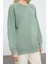 Kadın Moda Şık Regular Bisiklet Yaka Reglan Kol Regular Yıkamalı Normal Kalıp Örme Sweatshirt 1