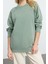 Kadın Moda Şık Regular Bisiklet Yaka Reglan Kol Regular Yıkamalı Normal Kalıp Örme Sweatshirt 2