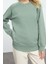 Kadın Moda Şık Regular Bisiklet Yaka Reglan Kol Regular Yıkamalı Normal Kalıp Örme Sweatshirt 3