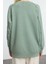 Kadın Moda Şık Regular Bisiklet Yaka Reglan Kol Regular Yıkamalı Normal Kalıp Örme Sweatshirt 5