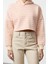 Kadın Moda Şık Regular Kapüşonlu Standart Kol Regular Pembe Çizgili Normal Kalıp Örme Sweatshirt 1