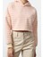 Kadın Moda Şık Regular Kapüşonlu Standart Kol Regular Pembe Çizgili Normal Kalıp Örme Sweatshirt 2