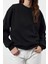 Kadın Moda Şık Bol Bisiklet Yaka Düşük Kol Uzun Geniş Kalıp Kalın Içi Polarlı Örme Sweatshirt 4