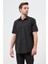 Siyah Kısa Kol Düz Bez Ayağı 041 Sert Yaka Classic Comfort Fit Gömlek 1004240258 1