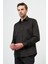 Siyah Uzun Kollu Sert Yaka Cepsiz %100 Pamuk Klasik Slim Fit Dar Kesim Gömlek 1004240324 1