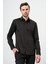 Siyah Uzun Kollu Sert Yaka Cepsiz %100 Pamuk Klasik Slim Fit Dar Kesim Gömlek 1004240324 5