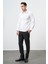 Beyaz Uzun Kol Düz Bez Ayağı 032 Sert Yaka Classic Slim Fit Gömlek 1004245324 2