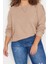 Büyük Beden Tarz Regular Bisiklet Yaka Balon Kol Regular Selanik Ince Örme Sweatshirt 3