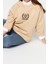 Büyük Beden Oversize Bisiklet Yaka Reglan Kol Kalın Içi Polarlı Nakış Detaylı Örme Sweatshirt 3