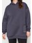 Büyük Beden Relaxed Kapüşonlu Düşük Kol Regular Slogan Detaylı Içi Polar Kalın Örme Sweatshirt 1