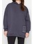 Büyük Beden Relaxed Kapüşonlu Düşük Kol Regular Slogan Detaylı Içi Polar Kalın Örme Sweatshirt 2