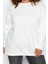 Büyük Beden Oversize Bisiklet Yaka Standart Kol Bej Kalın Polarlı Yırtmaçlı Örme Sweatshirt 3