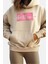 Tarz Bol Kapüşonlu Düşük Kol Uzun Kalın Içi Polarlı Nakışlı Geniş Kalıp Cepli Örme Sweatshirt 1