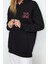 Oversize Kapüşonlu Düşük Kol Uzun Sırt Baskı Geniş Kalıp Kalın Içi Polarlı Örme Sweatshirt 2