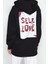 Oversize Kapüşonlu Düşük Kol Uzun Sırt Baskı Geniş Kalıp Kalın Içi Polarlı Örme Sweatshirt 3