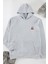 Unisex Oversize Kapüşonlu Standart Gri Geniş Kesim Uzun Kol Sıcak Tutan Baskılı Sweatshirt 1