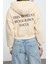 Oversize Kapüşonlu Düşük Kol Crop Slogan Baskılı Geniş Kalıp Kalın Polarlı Örme Sweatshirt 4