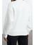 Tarz Regular Bisiklet Yaka Düşük Kol Regular Slogan Nakışlı Normal Kalıp Kalın Örme Sweatshirt 4
