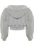 Relaxed Kapüşonlu Düşük Kol Crop Kalın Içi Polarlı V Yaka Rahat Kesim Crop Örme Sweatshirt 5