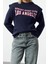 Bisiklet Yaka Düşük Kol Slogan Baskılı Geniş Kalıp Kalın Içi Polarlı Örme Sweatshirt 2