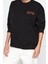 Crop Bisiklet Yaka Standart Kol Crop Sırt Baskı Kalın Polarlı Fit Yırtmaçlı Örme Sweatshirt 3