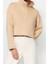 Crop Dik Yaka Standart Kol Crop Rahat Kesim Crop Çıtçıtlı Kalın Içi Polarlı Örme Sweatshirt 3