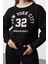 Oversize Bisiklet Yaka Düşük Kol Crop Slogan Geniş Kalıp Kalın Içi Polarlı Örme Sweatshirt 1