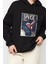Tarz Bol Kapüşonlu Düşük Kol Uzun Kalın Içi Polarlı Uzay Baskılı Geniş Kesim Örme Sweatshirt 1