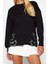 Tarz Relaxed Bisiklet Yaka Standart Kol Regular Basic Ince Aplike Detaylı Örme Sweatshirt 3