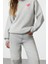 Oversize Bisiklet Yaka Düşük Kol Uzun Kalın Polarlı Sırt Kabartma Baskılı Örme Sweatshirt 1