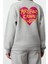 Oversize Bisiklet Yaka Düşük Kol Uzun Kalın Polarlı Sırt Kabartma Baskılı Örme Sweatshirt 4