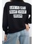 Oversize Bisiklet Yaka Düşük Kol Uzun Sloganlı Geniş Kalıp Kalın Içi Polarlı Örme Sweatshirt 1