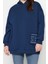 Büyük Beden Relaxed Kapüşonlu Düşük Kol Regular Slogan Detaylı Içi Polar Kalın Örme Sweatshirt 1