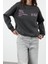 Regular Bisiklet Yaka Standart Kol Regular Basic Fit Baskılı Kalın Içi Polarlı Örme Sweatshirt 2