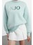 Regular Bisiklet Yaka Düşük Kol Standart Slogan Nakış Detaylı Normal Kalıp Örme Sweatshirt 1