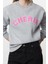 Oversize Bisiklet Yaka Düşük Kol Uzun Kalın Polarlı Rahat Kesim Slogan Nakışlı Örme Sweatshirt 1