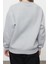 Oversize Bisiklet Yaka Düşük Kol Uzun Kalın Polarlı Rahat Kesim Slogan Nakışlı Örme Sweatshirt 4