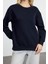 Relaxed Bisiklet Yaka Düşük Kol Kalın Içi Polarlı Çıtçıt Detaylı Rahat Kesim Örme Sweatshirt 2