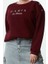 Büyük Beden Boyfriend Bisiklet Yaka Düşük Kol Düğme ve Nakışlı Içi Polar Örme Sweatshirt 1