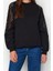 Bisiklet Yaka Düşük Kol File Detaylı Kalın Içi Polarlı Normal Kalıp Örme Sweatshirt 2
