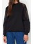 Bisiklet Yaka Düşük Kol File Detaylı Kalın Içi Polarlı Normal Kalıp Örme Sweatshirt 3